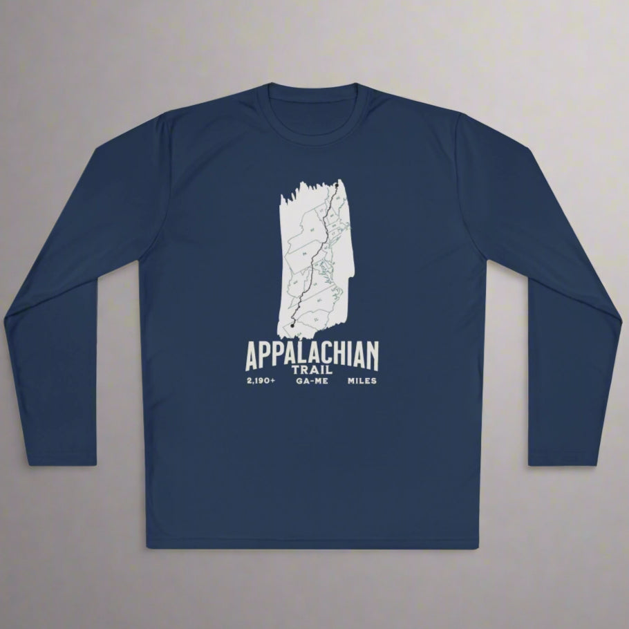 Appalachian Trail White Blaze Map Unisex Fit Tech Sport  Long Sleeve Performance Shirt Printify