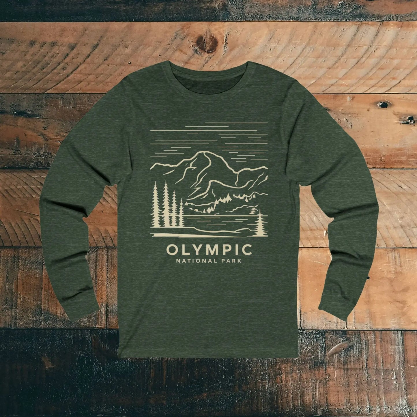Olympic National Park Unisex Fit Long Sleeve T-Shirt Mountain Line Art - Park Service Apparel