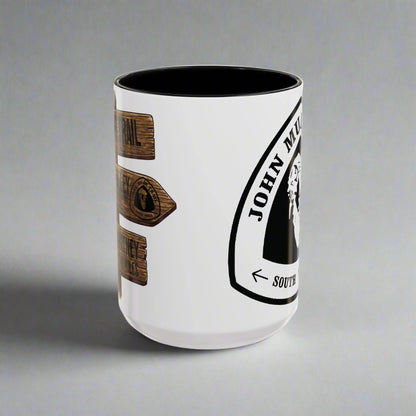 John Muir Trail Accent Coffee Mug 11oz 15oz National Scenic JMT Wood Mile Sign Printify