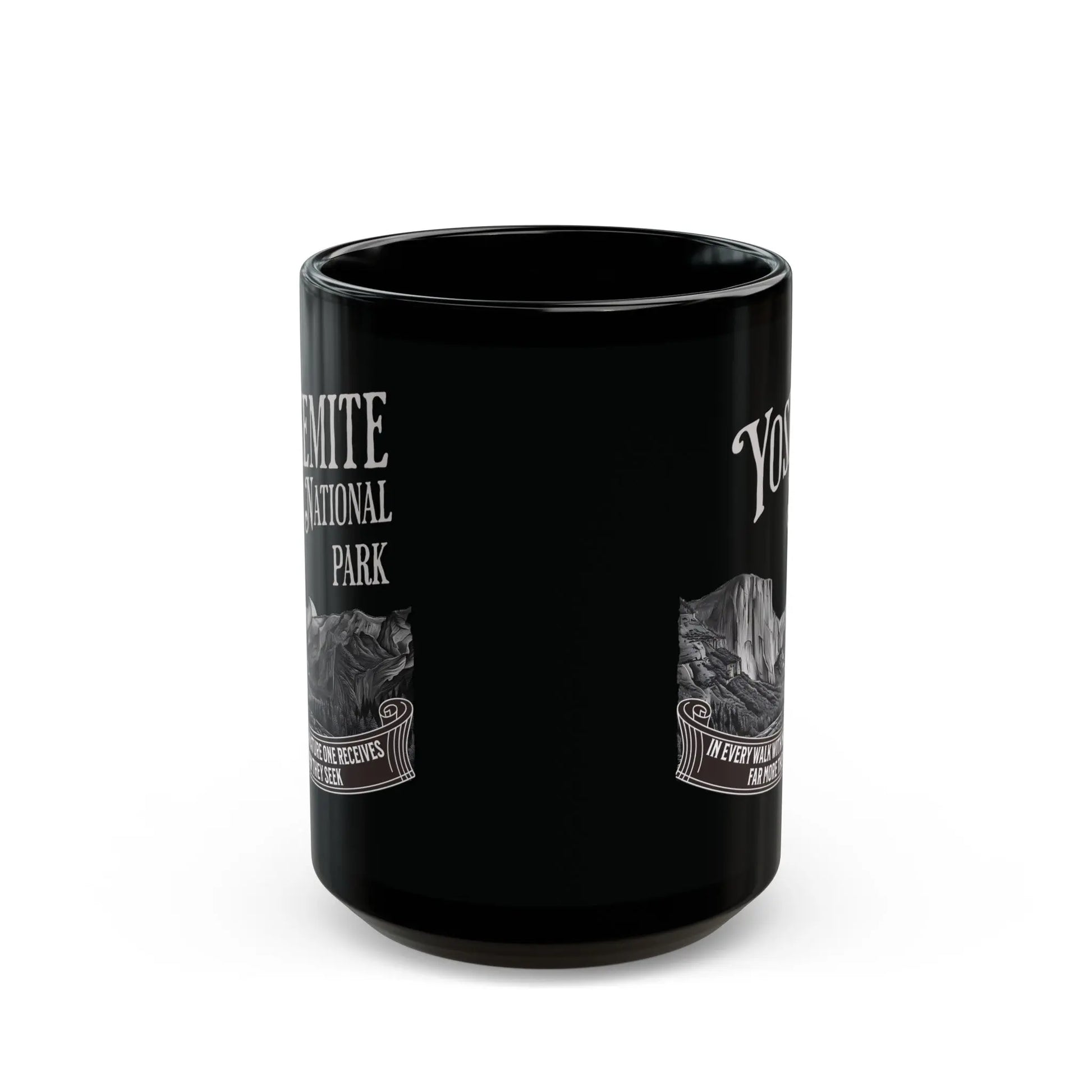 Yosemite National Park Rustic Scenic Ceramic Black Mug (11oz, 15oz) Muir Nature - Park Service Apparel