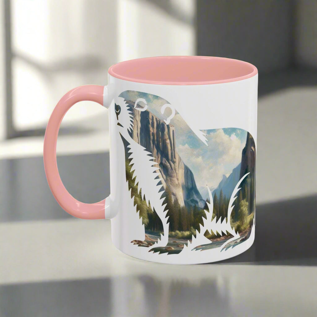 Yosemite National Park Colored Coffee Mug 11oz 15oz Colorful Mountain Cup Light Blue, Navy, Black, Pink, Red Printify