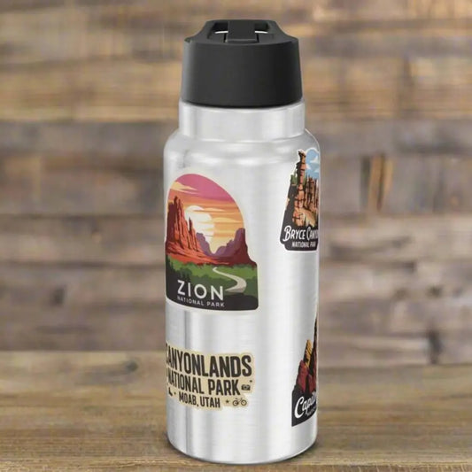 Utah National Park/ Nature Custom Sticker Style Insulated Water Bottle Tumbler 32oz Personalize - Park Service Apparel