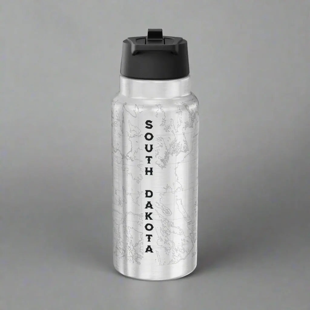 Badlands National Park Topographic Insulated Water Bottle Tumbler 32oz USGS South Dakota Map Print - Park Service Apparel