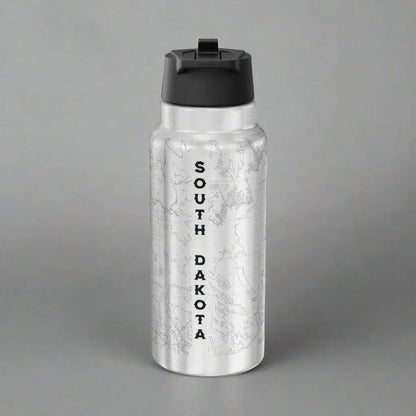 Badlands National Park Topographic Insulated Water Bottle Tumbler 32oz USGS South Dakota Map Print - Park Service Apparel