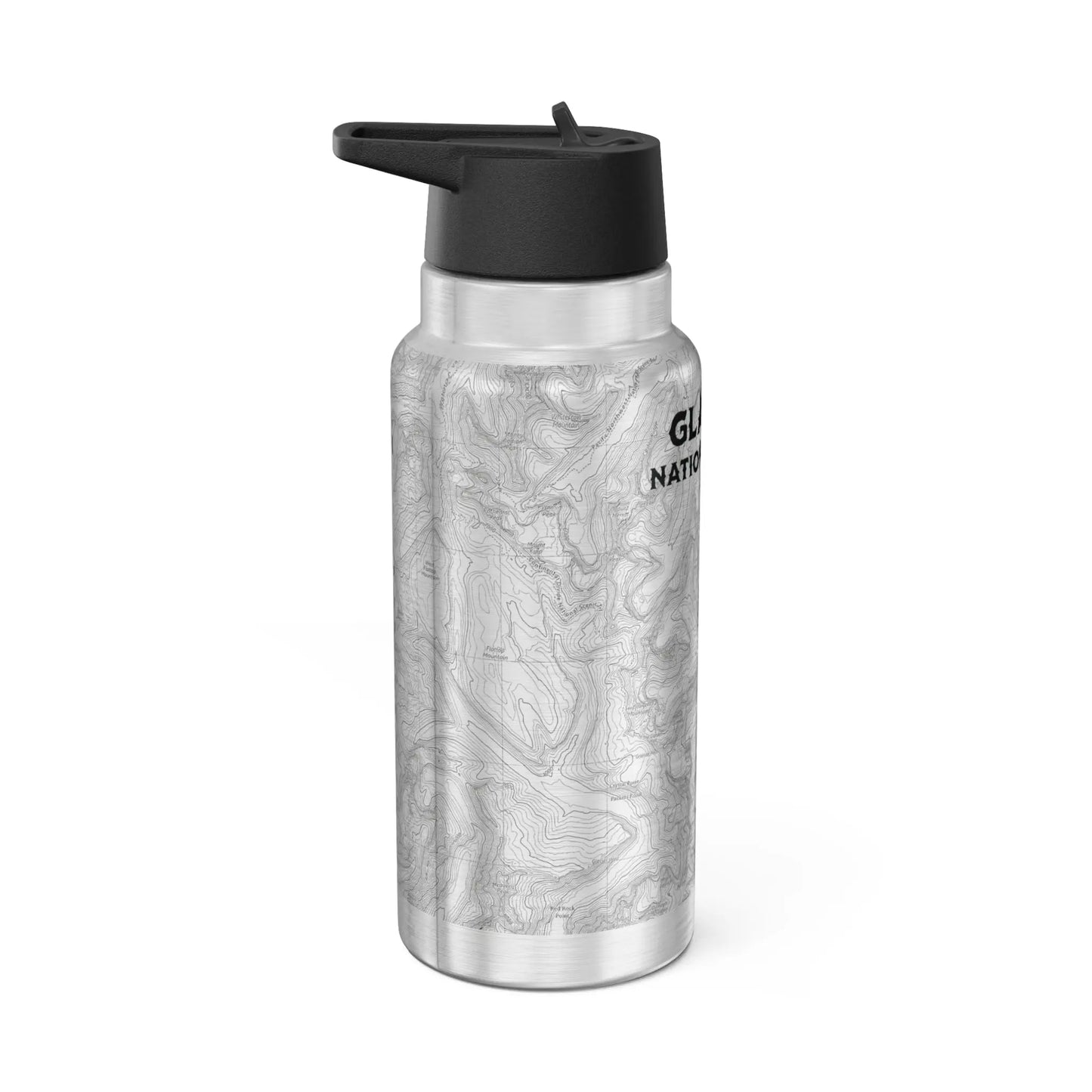 Glacier National Park Topographic Insulated Water Bottle Tumbler 32oz CDT PNT Trails Mug Printify