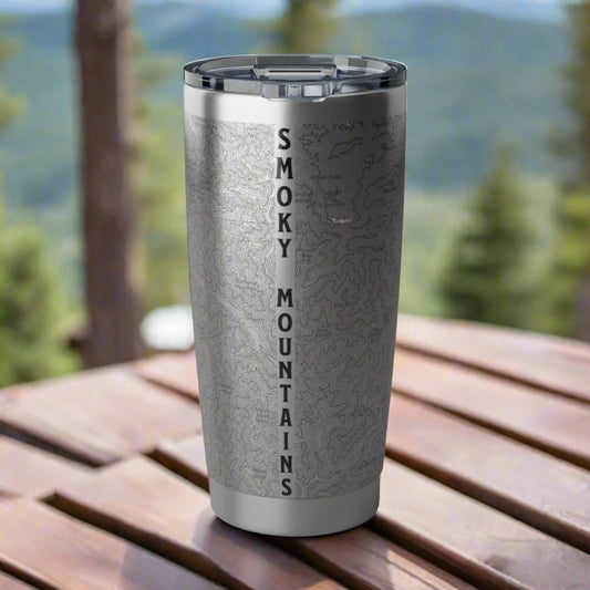 Great Smoky Mountains National Park Topographic Tumbler 20oz Appalachian Trail Print Spill Resistant Lid - Park Service Apparel