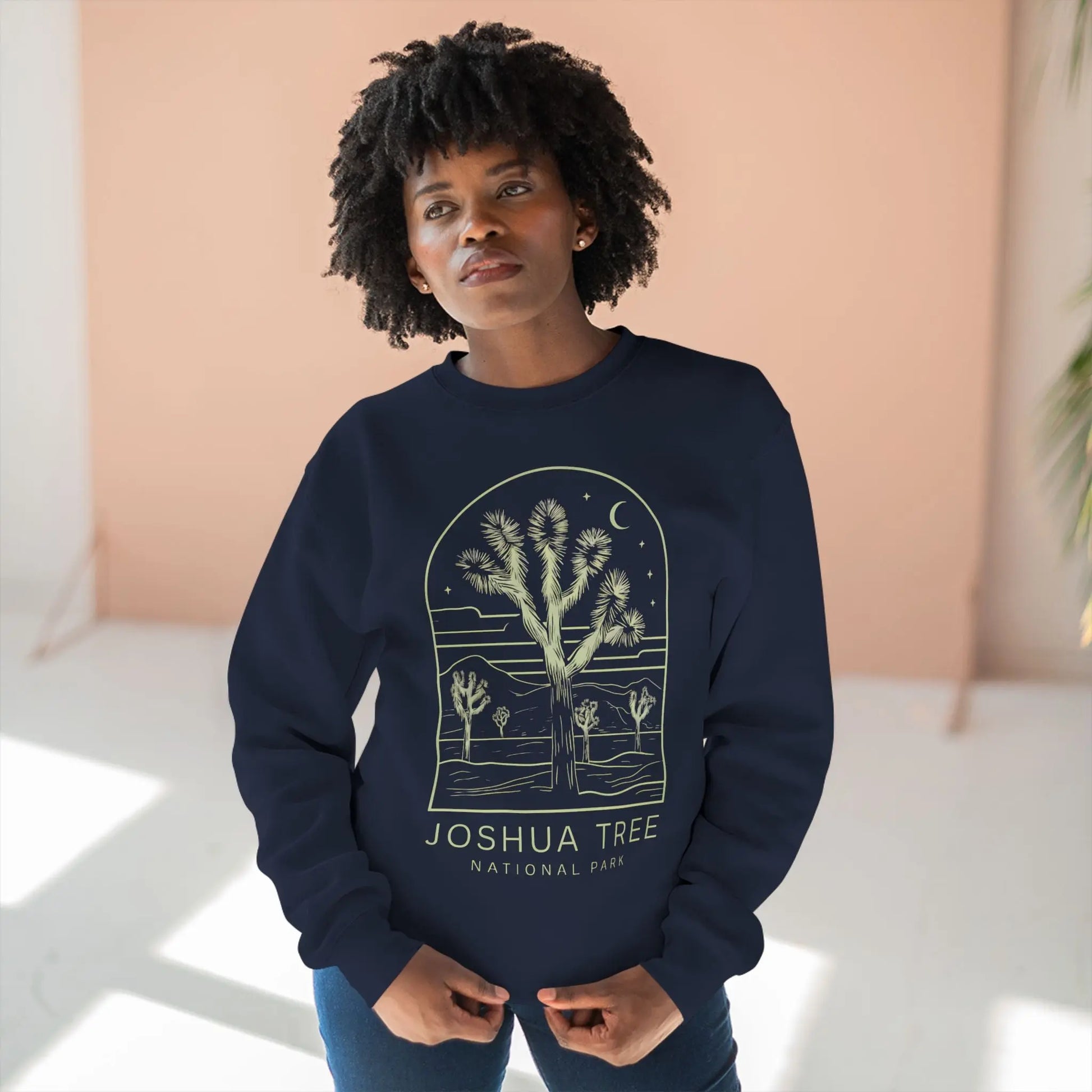 Joshua Tree National Park Unisex Fit Crewneck Sweatshirt Twilight Line Art - Park Service Apparel