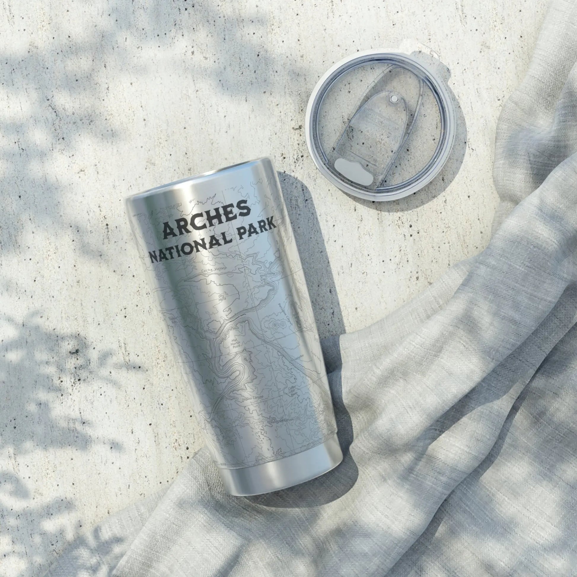 Arches National Park Topographic Tumbler 20oz USGS Map Print Moab Utah - Park Service Apparel