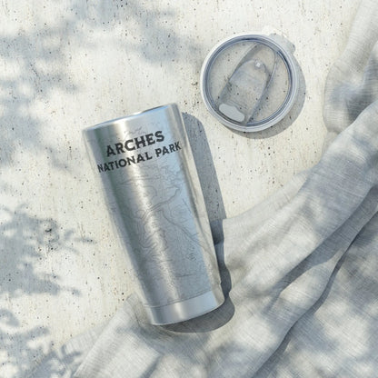 Arches National Park Topographic Tumbler 20oz USGS Map Print Moab Utah - Park Service Apparel