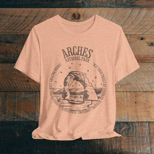 Arches National Park Unisex Fit Short Sleeve Tee Trails Be Crooked Ed Abbey - Park Service Apparel