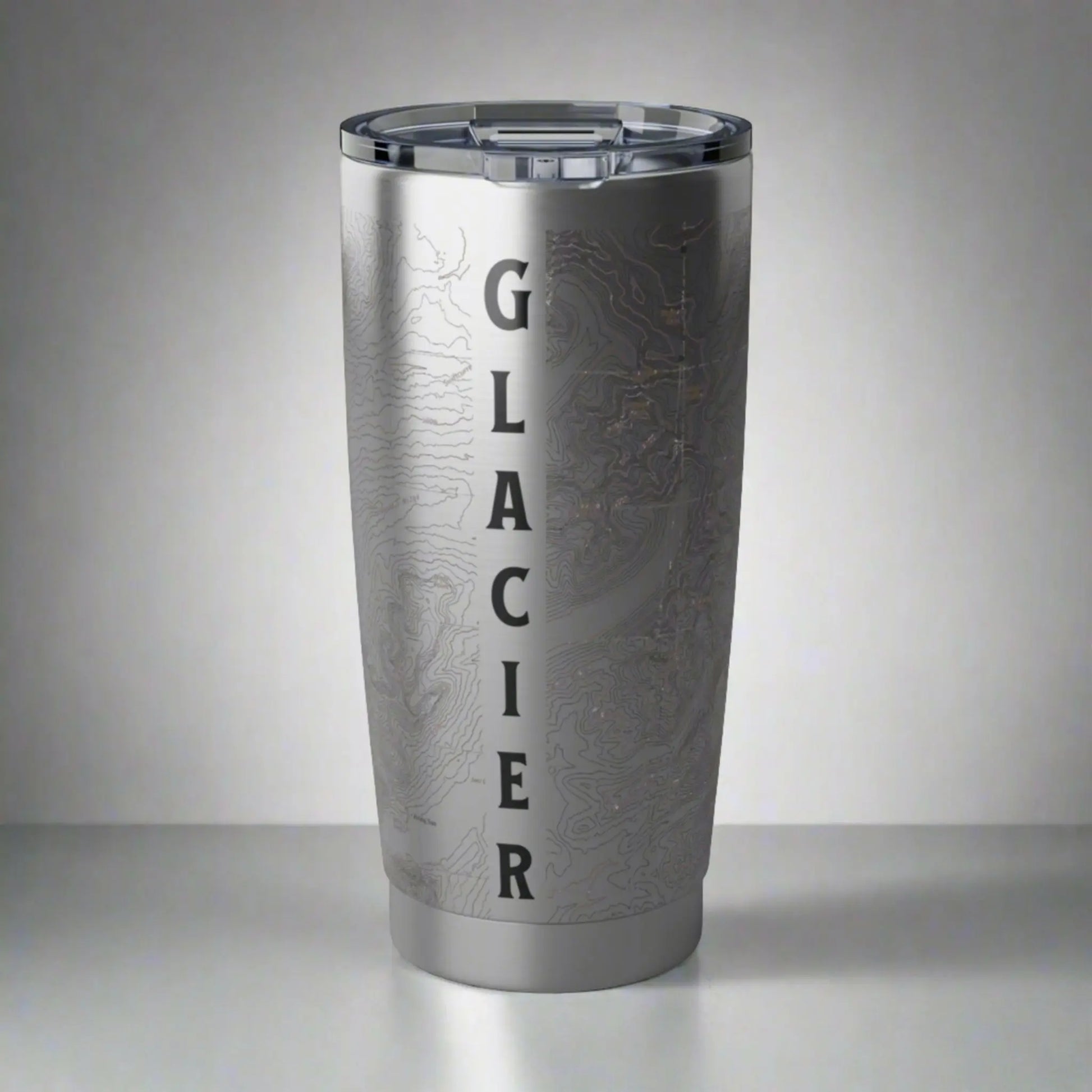 Glacier National Park Topographic Tumbler 20oz Real USGS Map Continental Divide Trail  Walled Spill Resistant Lid - Park Service Apparel