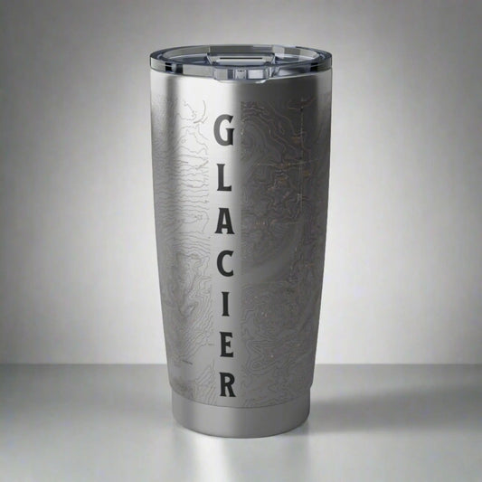 Glacier National Park Topographic Tumbler 20oz Real USGS Map Continental Divide Trail  Walled Spill Resistant Lid - Park Service Apparel