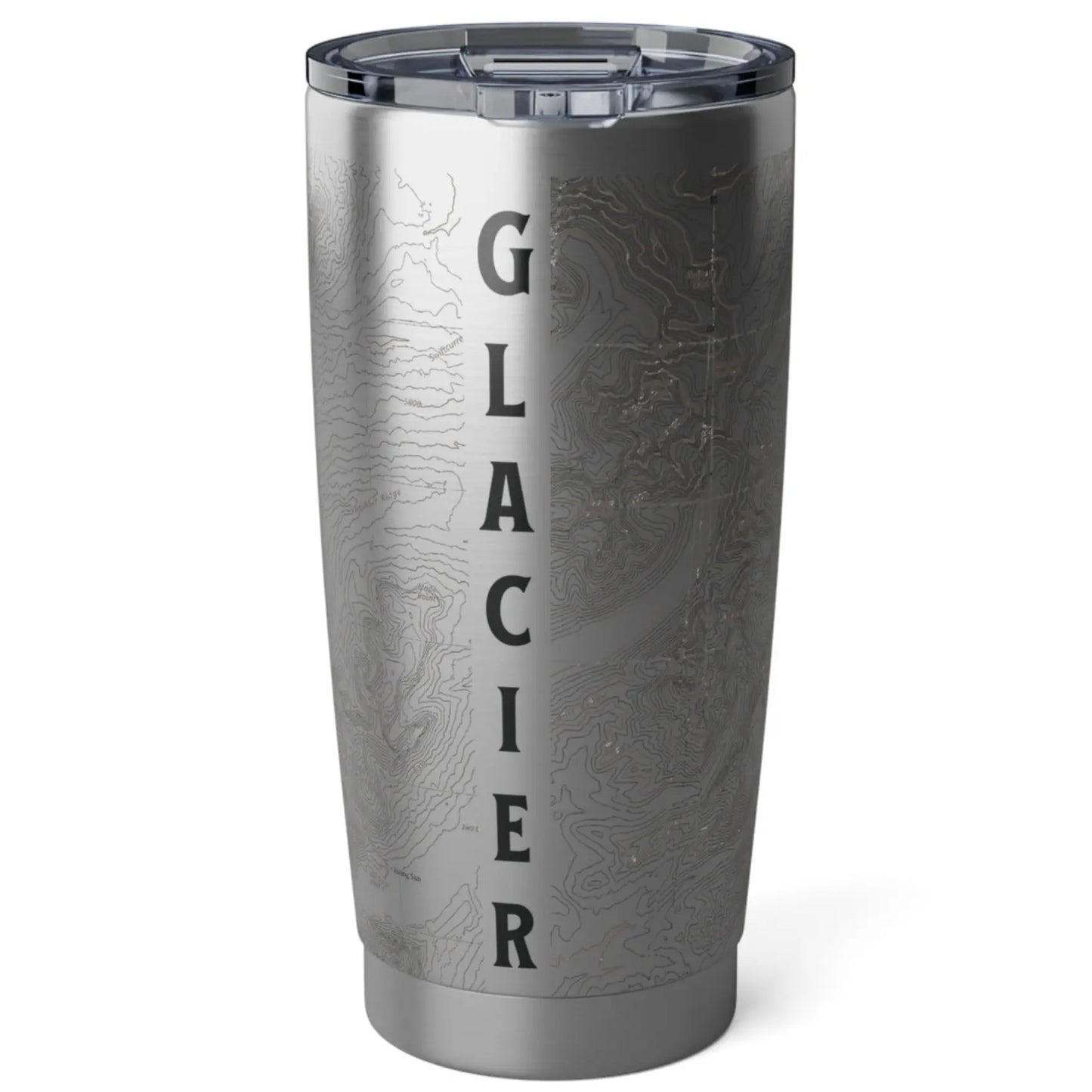 Glacier National Park Topographic Tumbler 20oz Real USGS Map Continental Divide Trail  Walled Spill Resistant Lid - Park Service Apparel