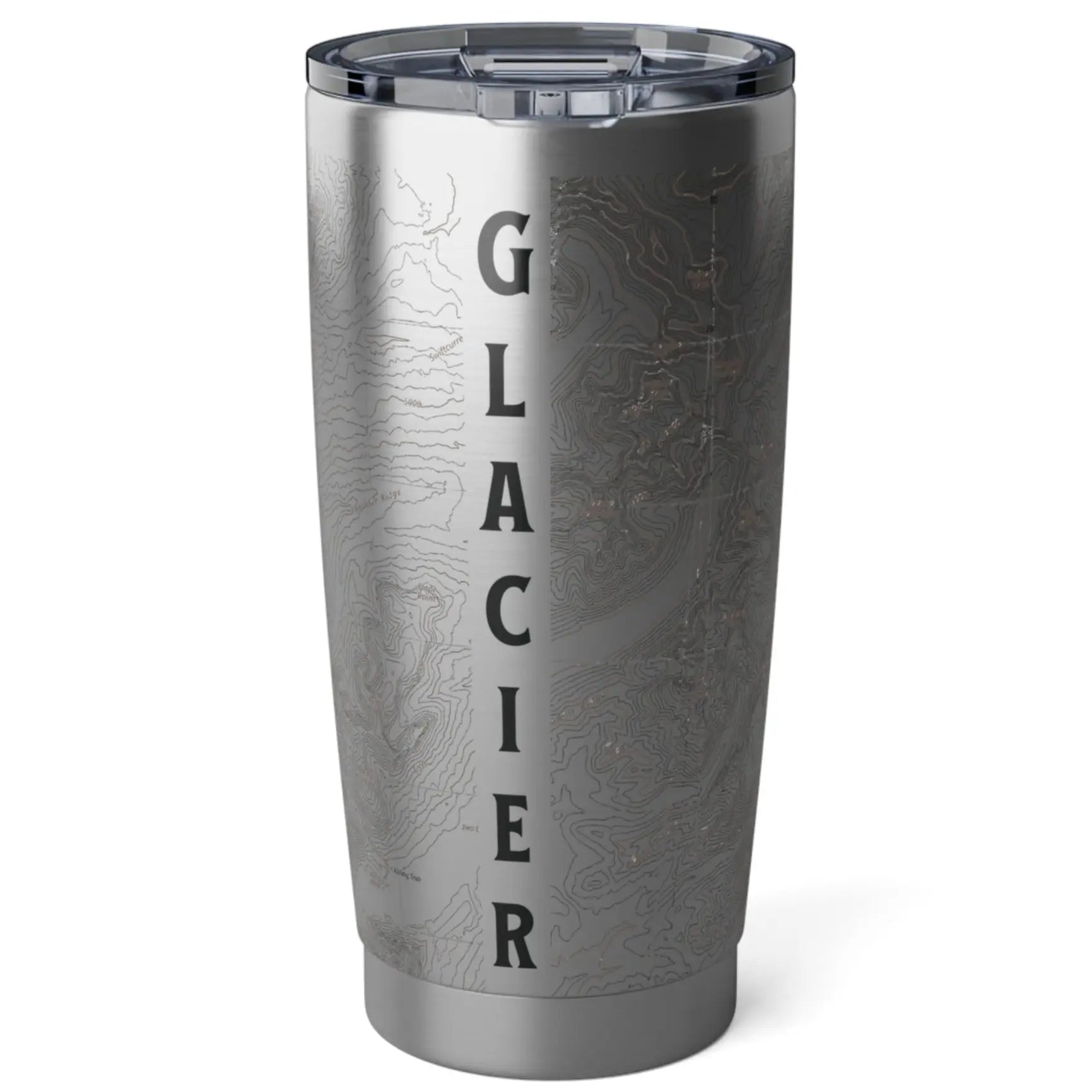 Glacier National Park Topographic Tumbler 20oz Real USGS Map Continental Divide Trail  Walled Spill Resistant Lid - Park Service Apparel
