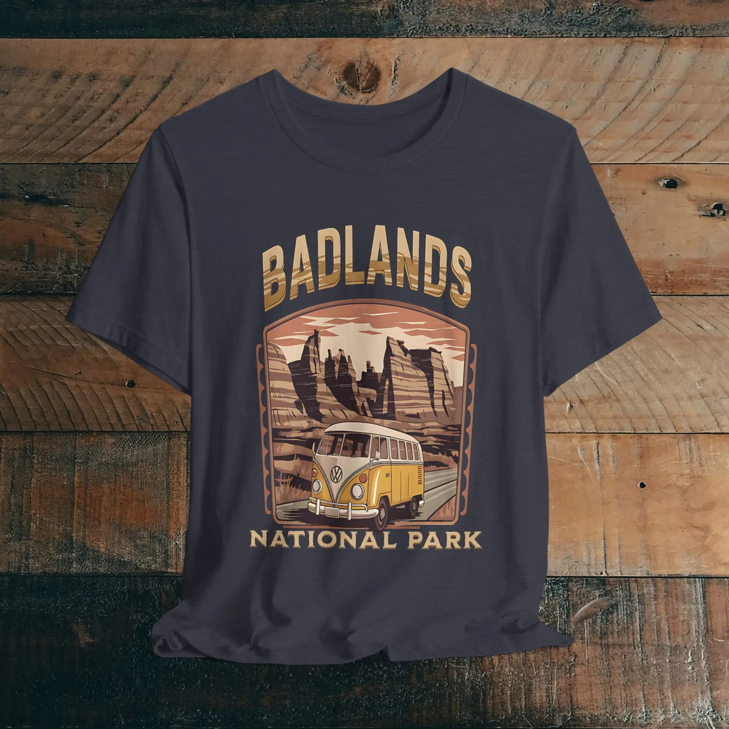 Badlands National ParkUnisex Fit Soft T-shirt Volkswagon Bus - Park Service Apparel