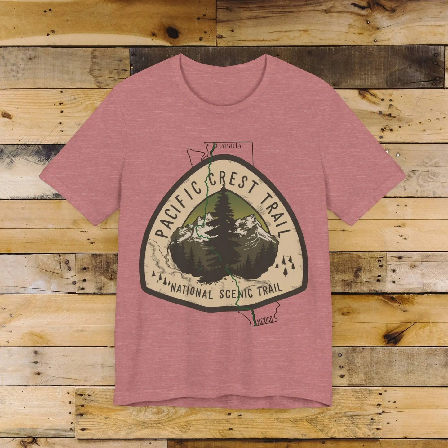 Pacific Crest Trail Unisex Jersey T-Shirt Logo Emblem Mexico Canada Line Printify