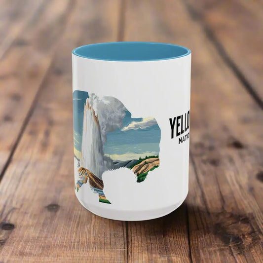 Yellowstone National Park Buffalo old Faithful Geyser Accent Coffee Mug 11oz 15oz Blue Black Pink Red - Park Service Apparel