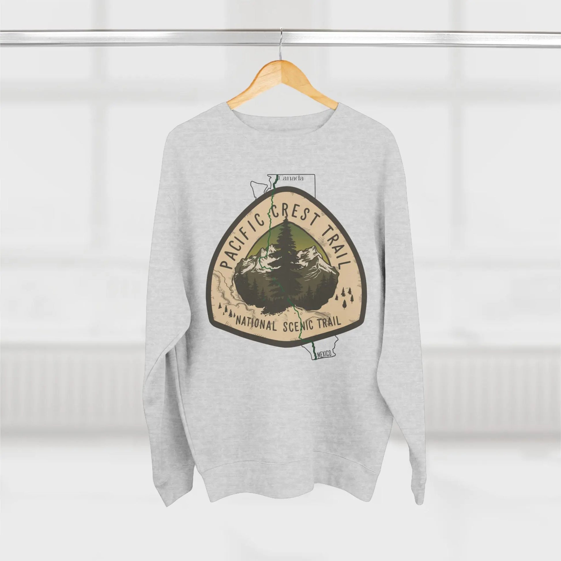 Pacific Crest National Scenic Trail Unisex Fit Crewneck Sweatshirt PCT Map Logo - Park Service Apparel