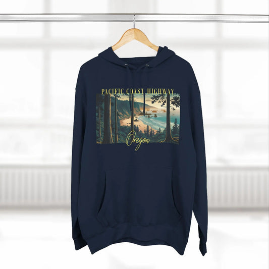 Pacific Coast Highway Oregon Shore Large Print Unisex Fit Fleece Hoodie Dark Colors - Park Service Apparel