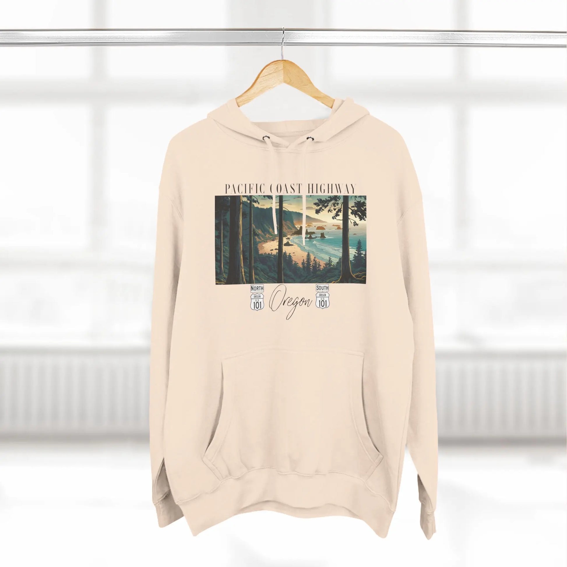 Pacific Coast Highway Oregon Shore Unisex Fit Fleece Hoodie HWY 101 - Park Service Apparel