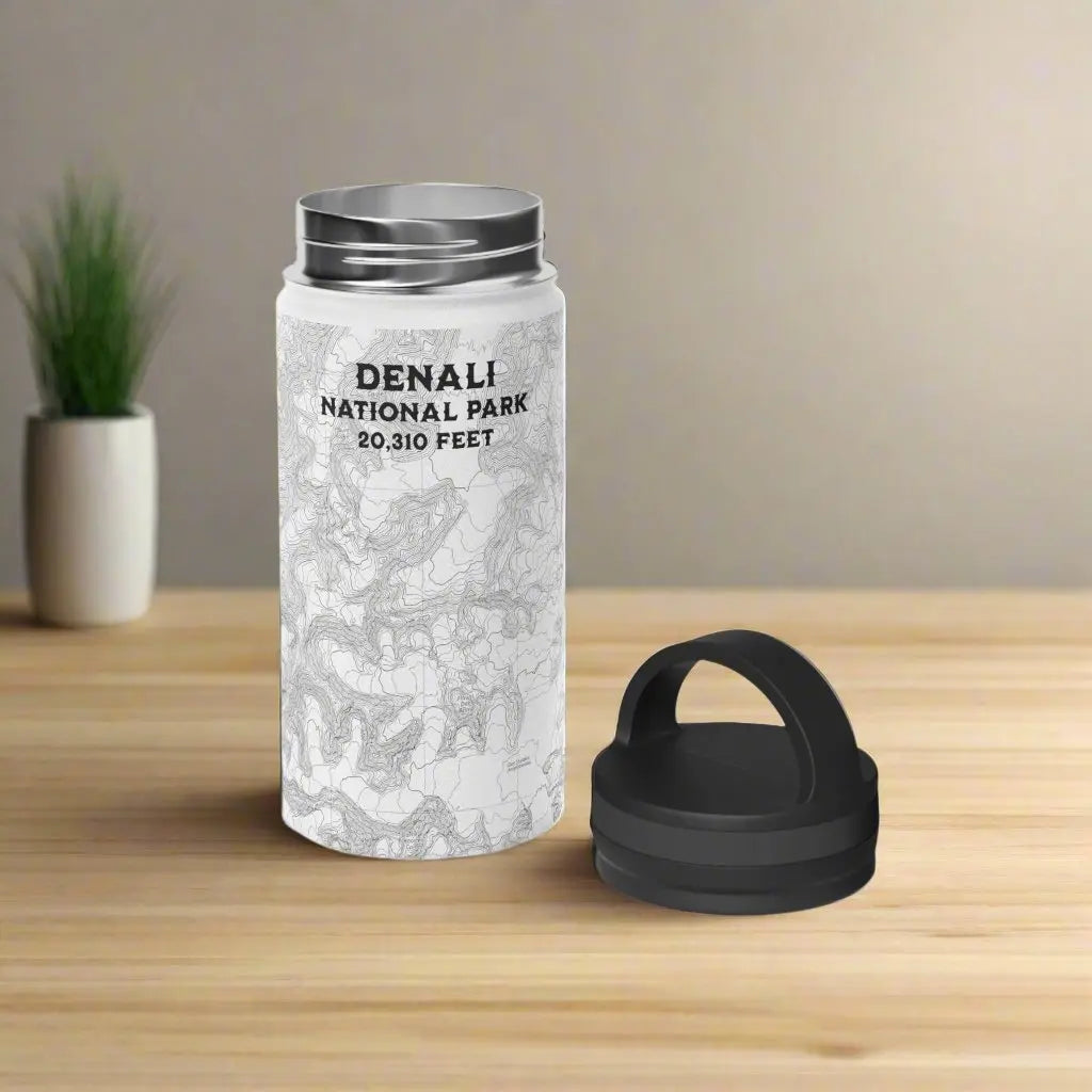 Denali National Park Topographic Stainless Steel Water Bottle Handle Lid Alaska 20,310 Ft. - Park Service Apparel