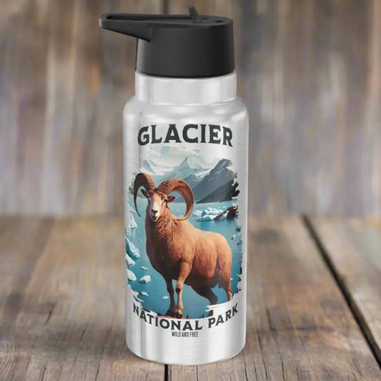Glacier National Park Insulated Water Bottle Tumbler 32oz Big Horned Sheep - Park Service Apparel