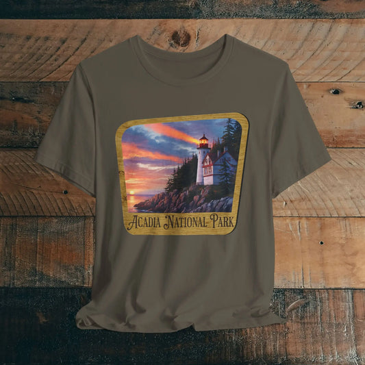 Acadia National Park Unisex Fit Short Sleeve T-Shirt Wood Sign - Park Service Apparel