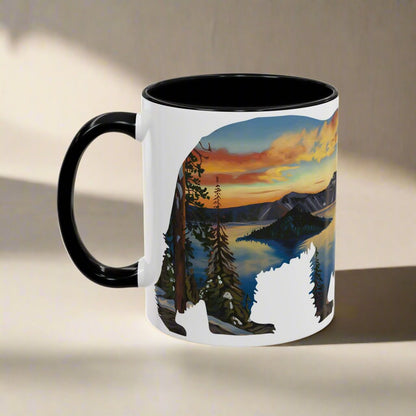 Crater Lake Accent Coffee Mug 11oz 15oz National Park Oregon Blue Black Pink Red Outdoor Inspired Printify