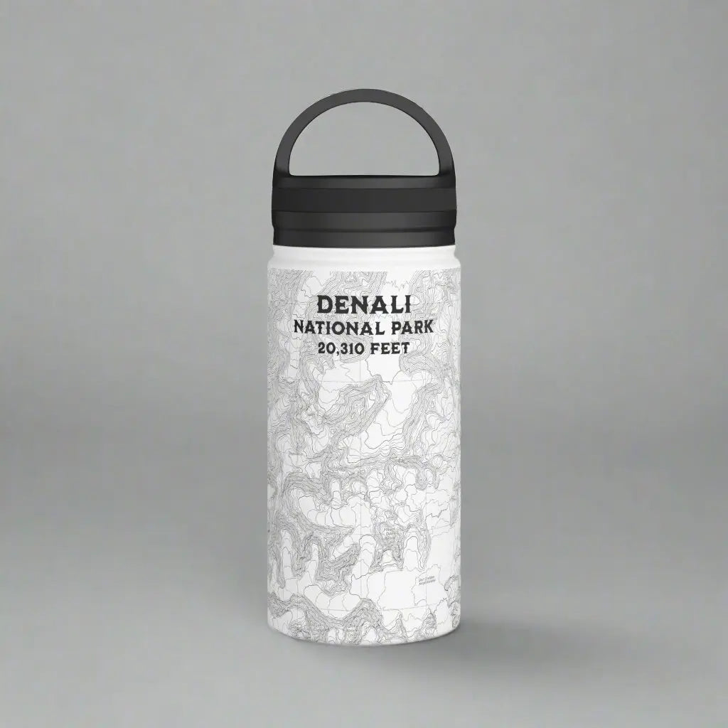 Denali National Park Topographic Stainless Steel Water Bottle Handle Lid Alaska 20,310 Ft. - Park Service Apparel