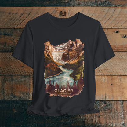Glacier National Park Unisex Fit Soft T-Shirt  Fall Colors Watercolor Style - Park Service Apparel