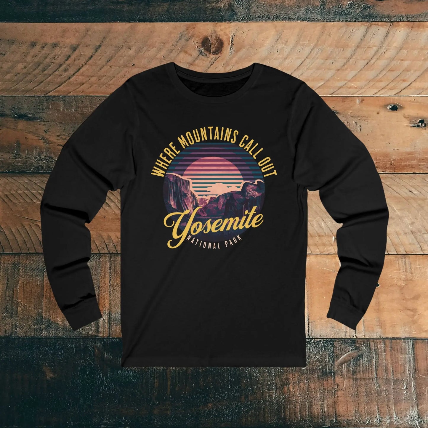 Yosemite National Park Unisex Fit Long Sleeve T-shirt Valley Retro - Park Service Apparel