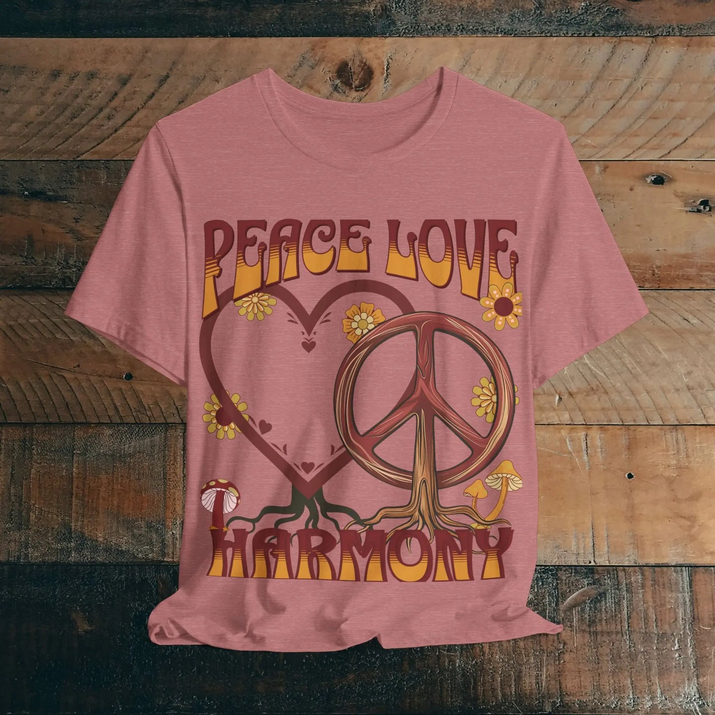 Peace Love Harmony Tree Unisex Soft Jersey Short Sleeve Garden Flowers T-Shirt Printify