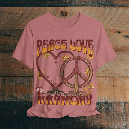 Peace Love Harmony Tree Unisex Soft Jersey Short Sleeve Garden Flowers T-Shirt Printify