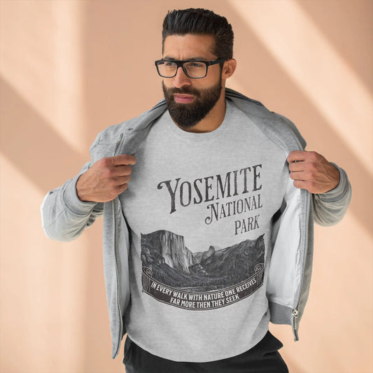 Yosemite National Park Unisex Fit Crewneck Sweatshirt John Muir Quote - Park Service Apparel
