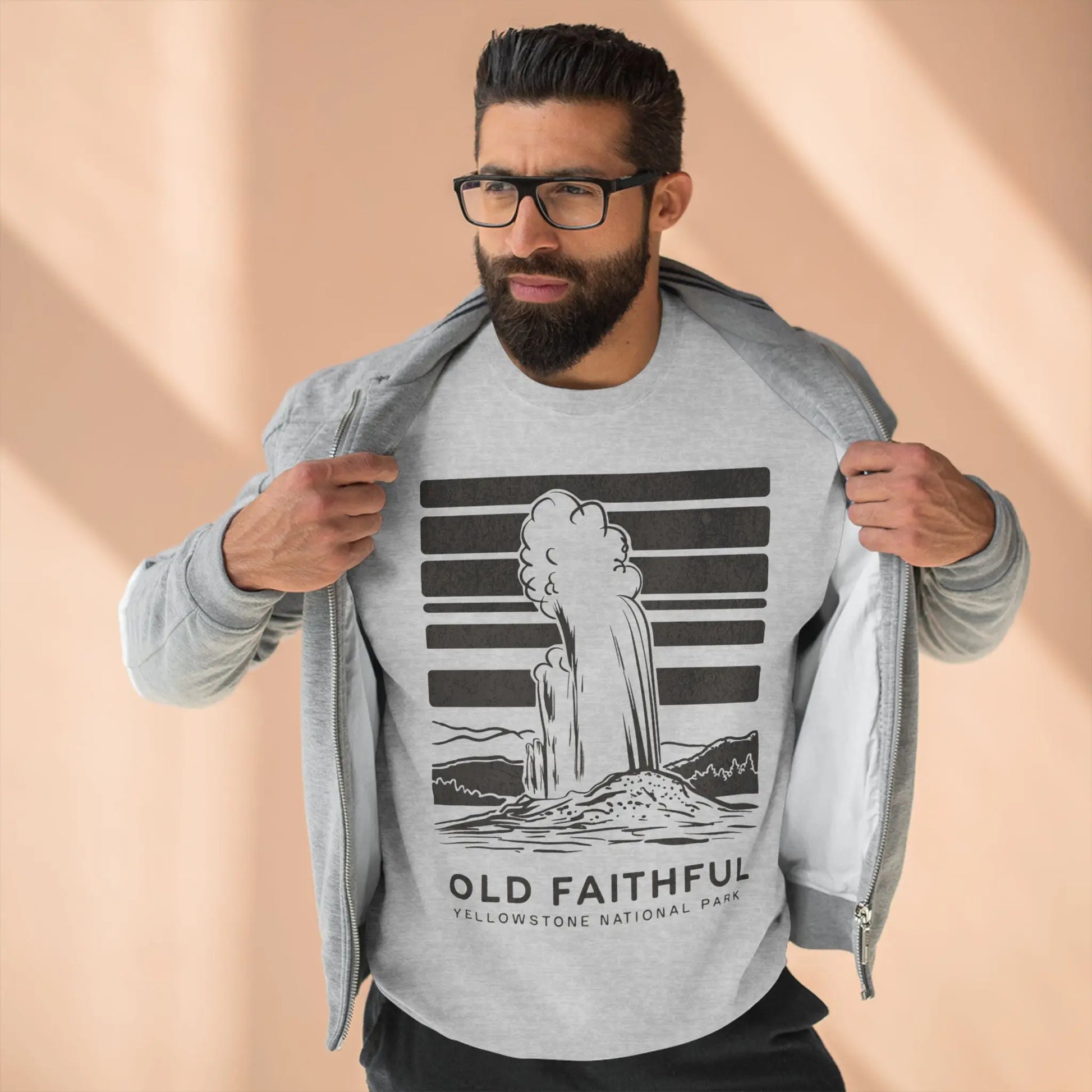 Yellowstone National Park Old Faithful Unisex Fit Crewneck Sweatshirt Wood Sign Lake View - Park Service Apparel