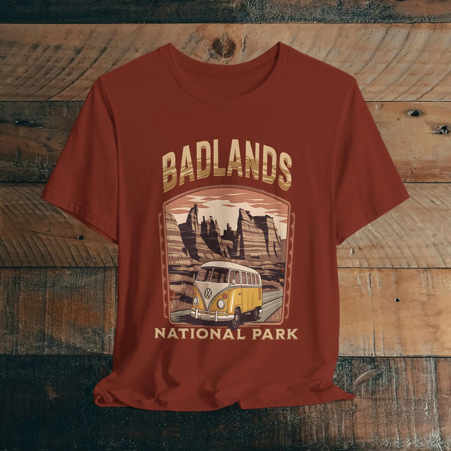 Badlands National ParkUnisex Fit Soft T-shirt Volkswagon Bus - Park Service Apparel