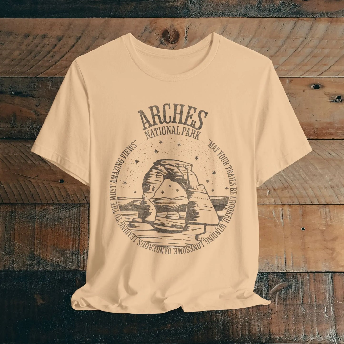 Arches National Park Unisex Fit Short Sleeve Tee Trails Be Crooked Ed Abbey - Park Service Apparel