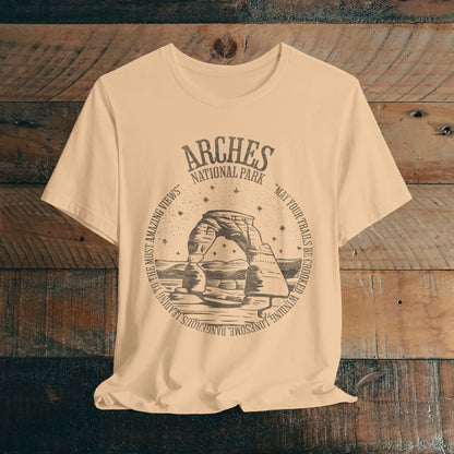 Arches National Park Unisex Fit Short Sleeve Tee Trails Be Crooked Ed Abbey - Park Service Apparel