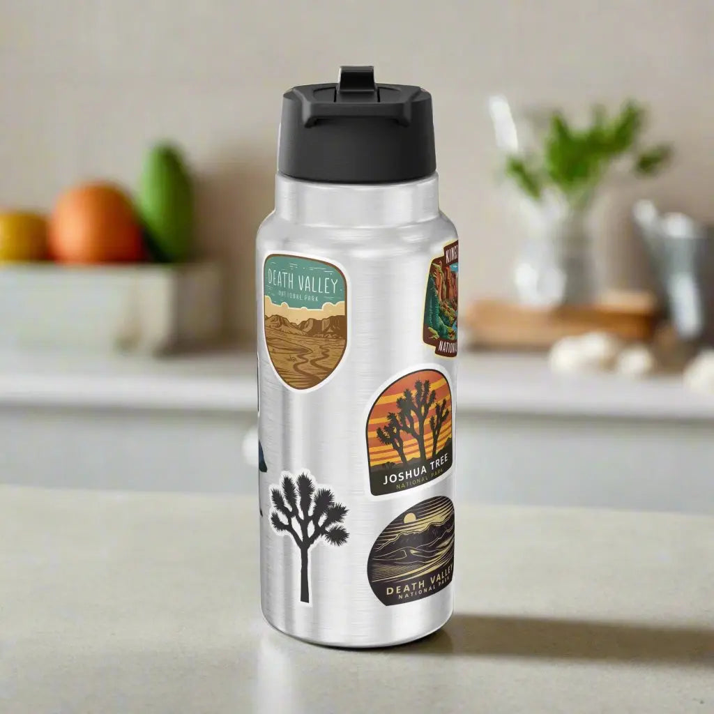 Custom California National Park Insulated Water Bottle  Sticker Style Tumbler 32oz Personalized - Park Service Apparel