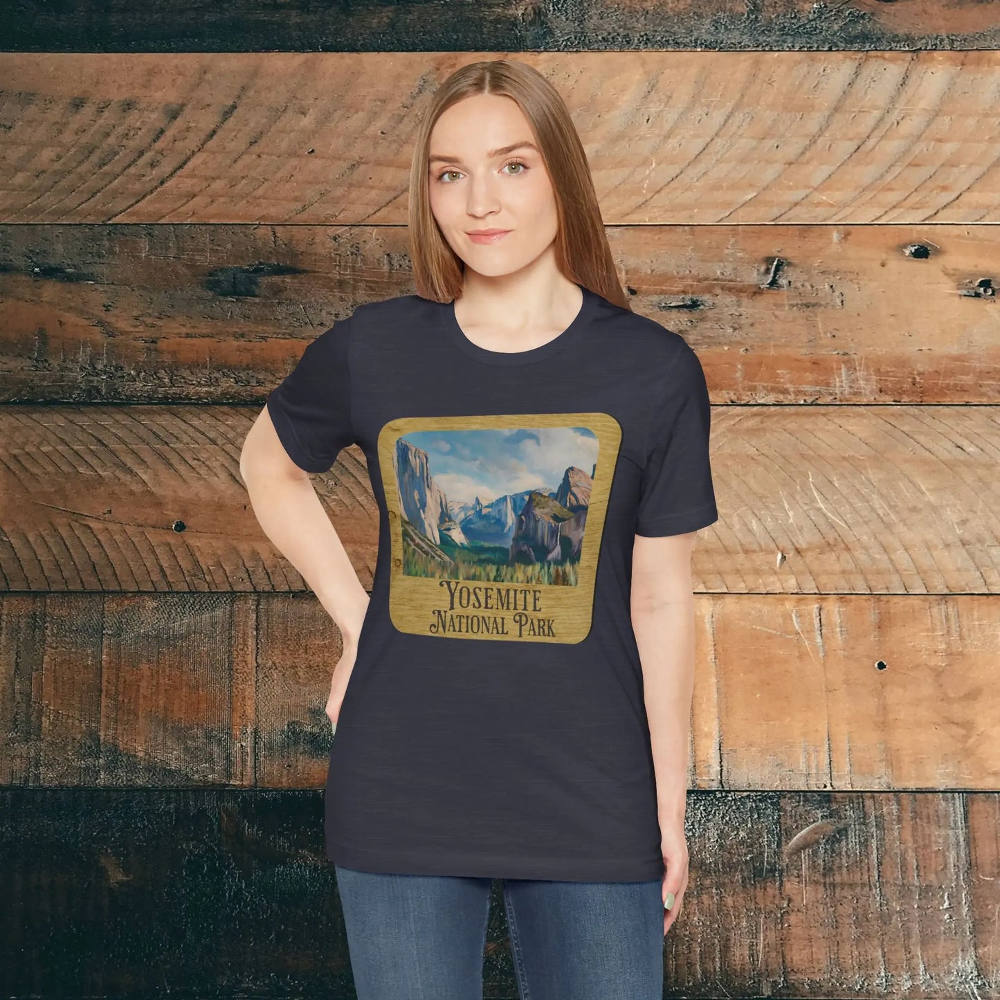 Yosemite National Park Unisex Fit Short Sleeve T-Shirt Wood Sign - Park Service Apparel