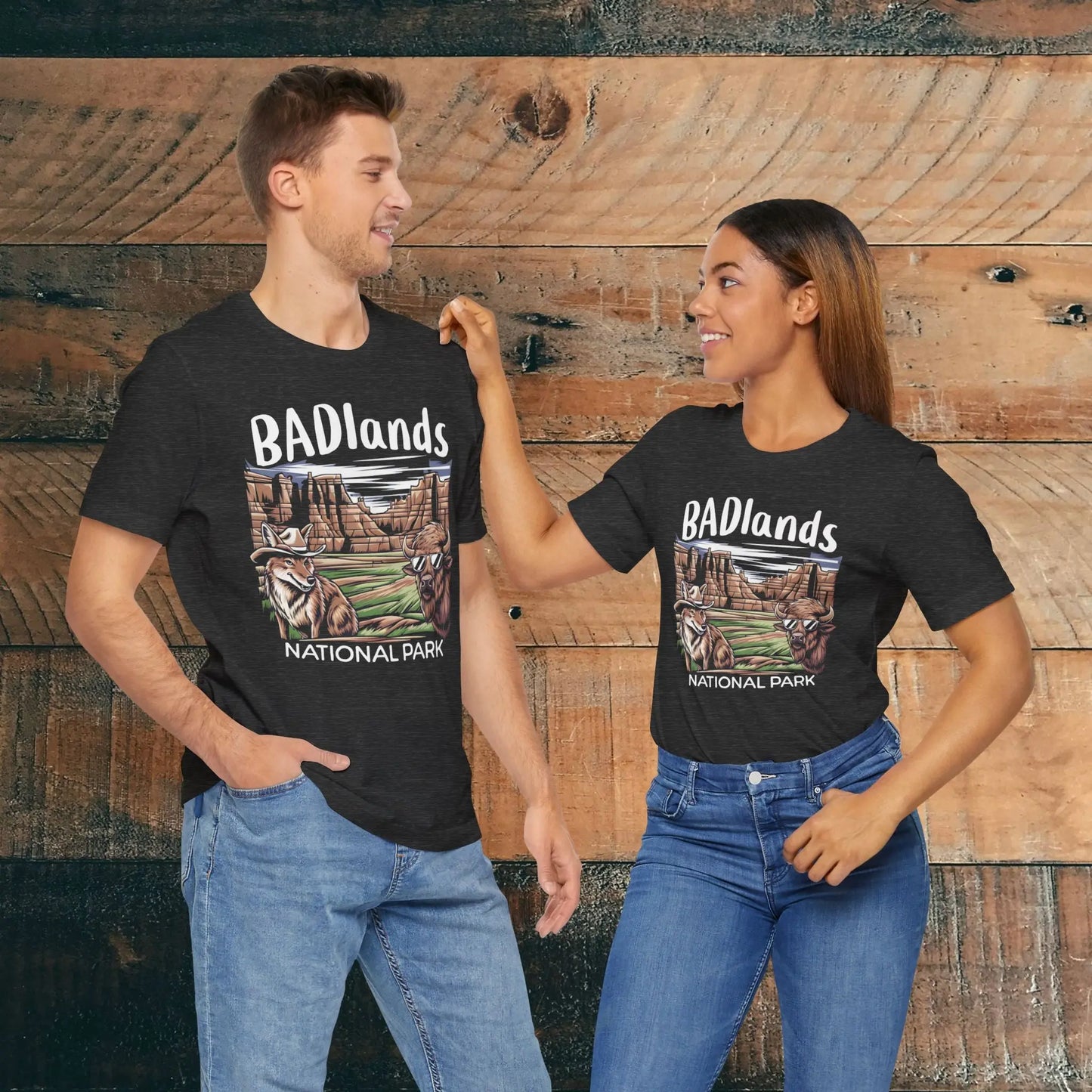 Bad Badlands National Park Unisex Fit Soft T-shirt Buffalo Coyote - Park Service Apparel