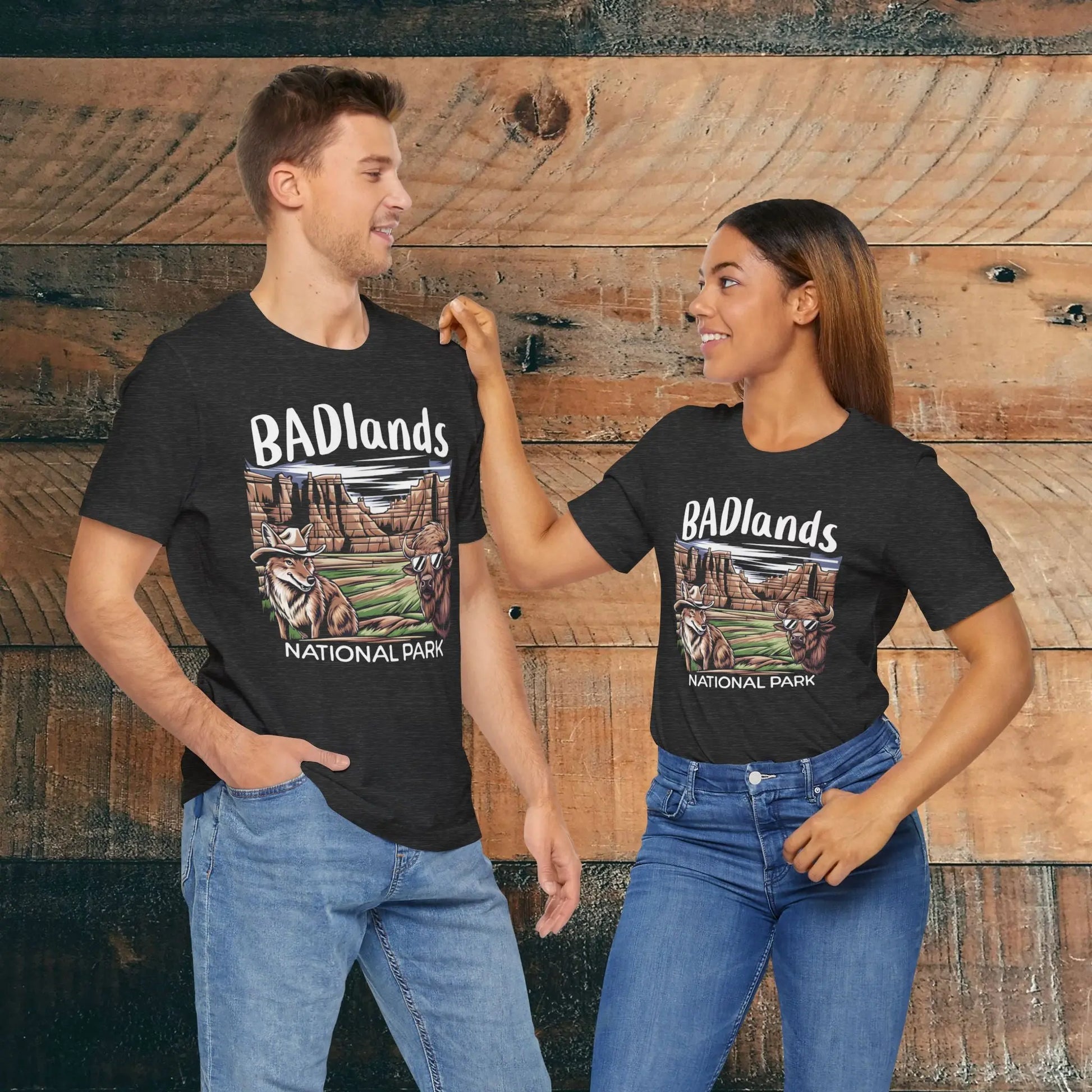 Bad Badlands National Park Unisex Fit Soft T-shirt Buffalo Coyote - Park Service Apparel