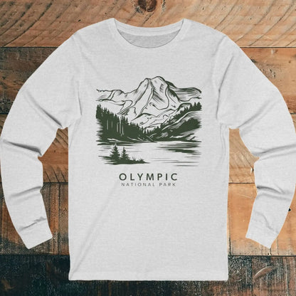 Olympic National Park Unisex Fit Long Sleeve T-Shirt Green Mountain Art - Park Service Apparel