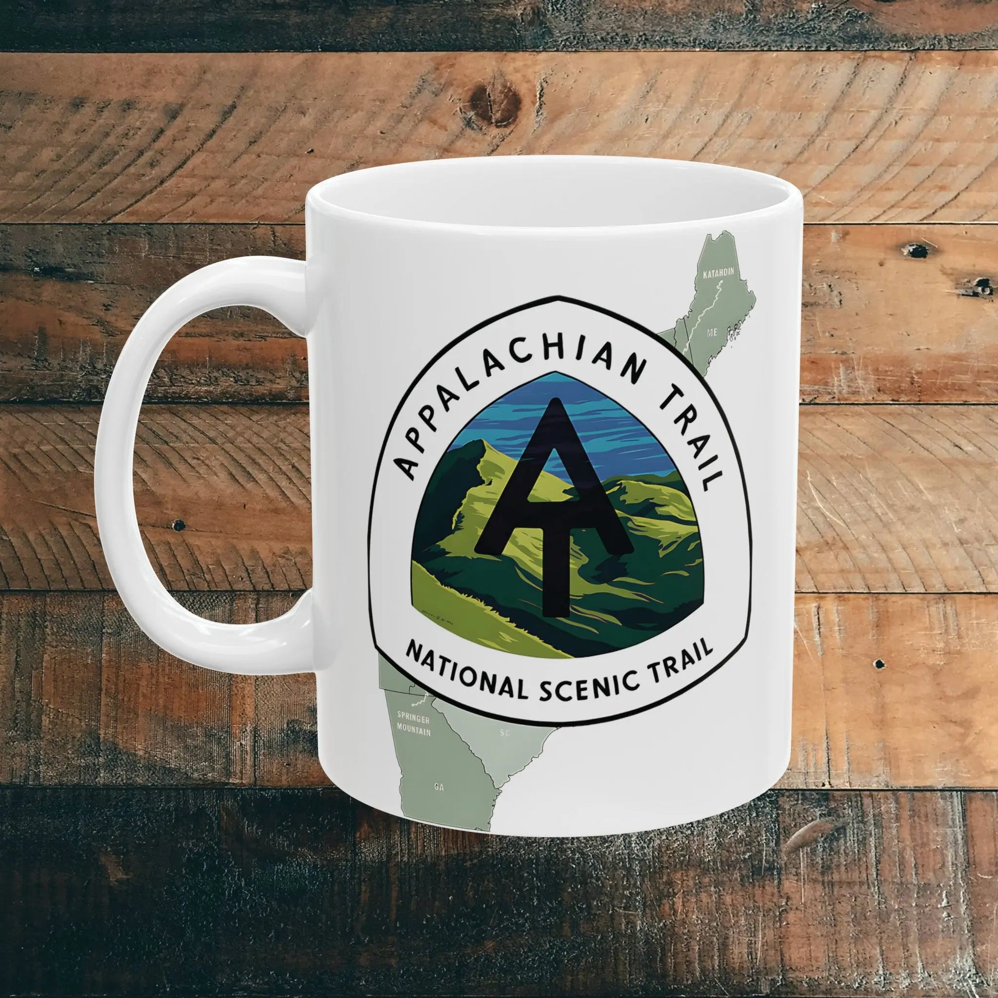 Appalachian Trail Scenic Ceramic Mug (11oz, 15oz) Hike Line Design Mountains - Park Service Apparel