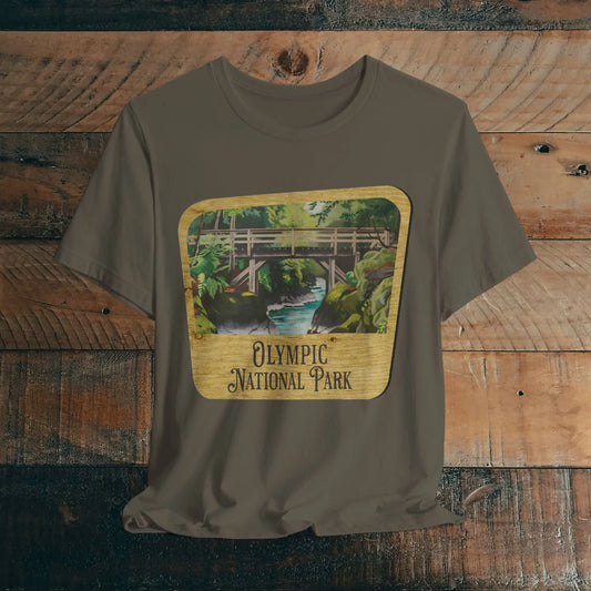 Olympic National Park Unisex Fit Short Sleeve T-Shirt Wood Sign - Park Service Apparel