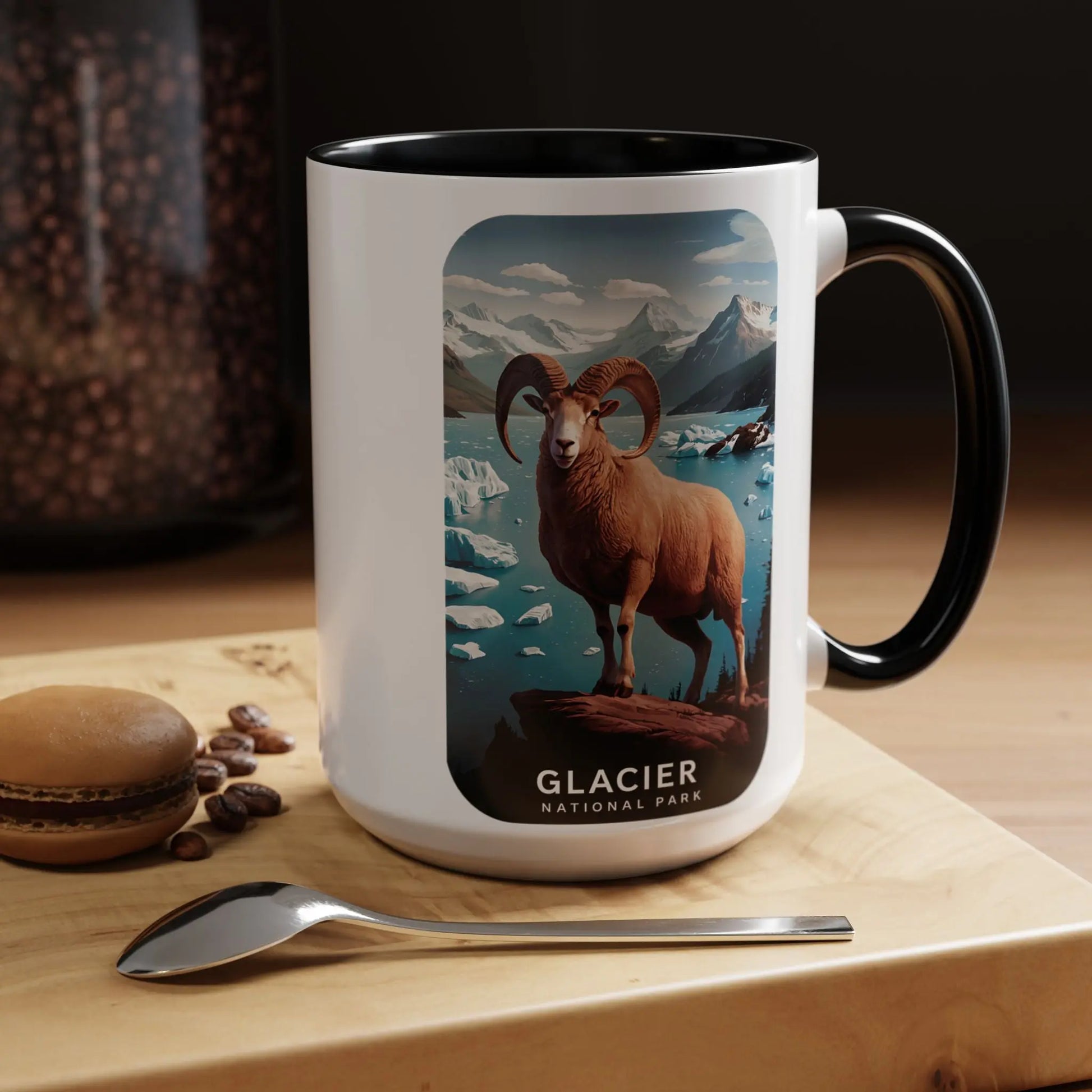 Glacier National Park Big Horned Sheep Scenic Coffee Mug 11oz 15oz Blue Black Pink Red - Park Service Apparel