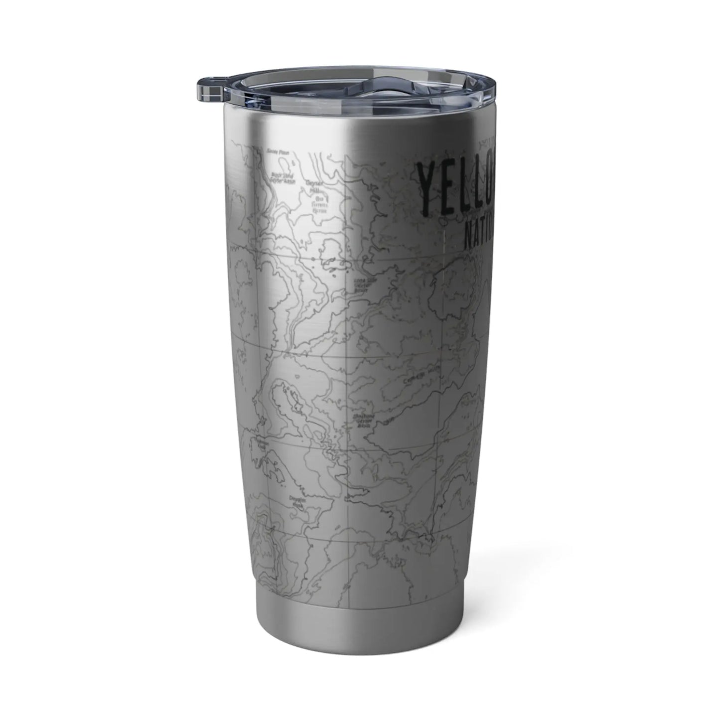 Yellowstone National Park Topographic Tumbler 20oz Real USGS Map Old Faithful Double Walled Spill Resistant Lid - Park Service Apparel