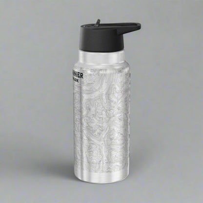 Mount Rainier Topographic Insulated Water Bottle Tumbler 32oz Printify