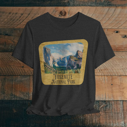 Yosemite National Park Unisex Fit Short Sleeve T-Shirt Wood Sign - Park Service Apparel