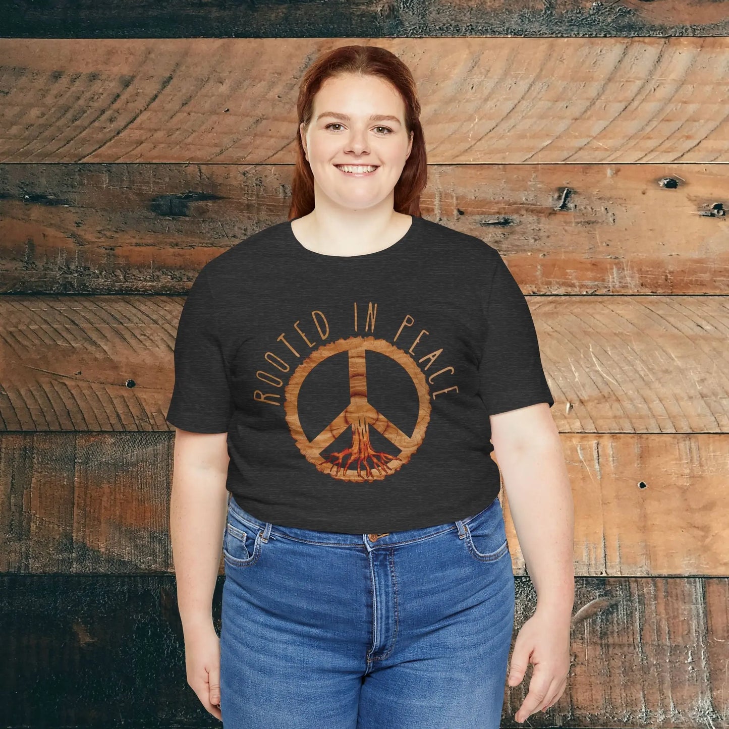Rooted In Peace Rustic Wood Look  Unisex Fit Short Sleeve T-Shirt Tree Roots - Park Service Apparel
